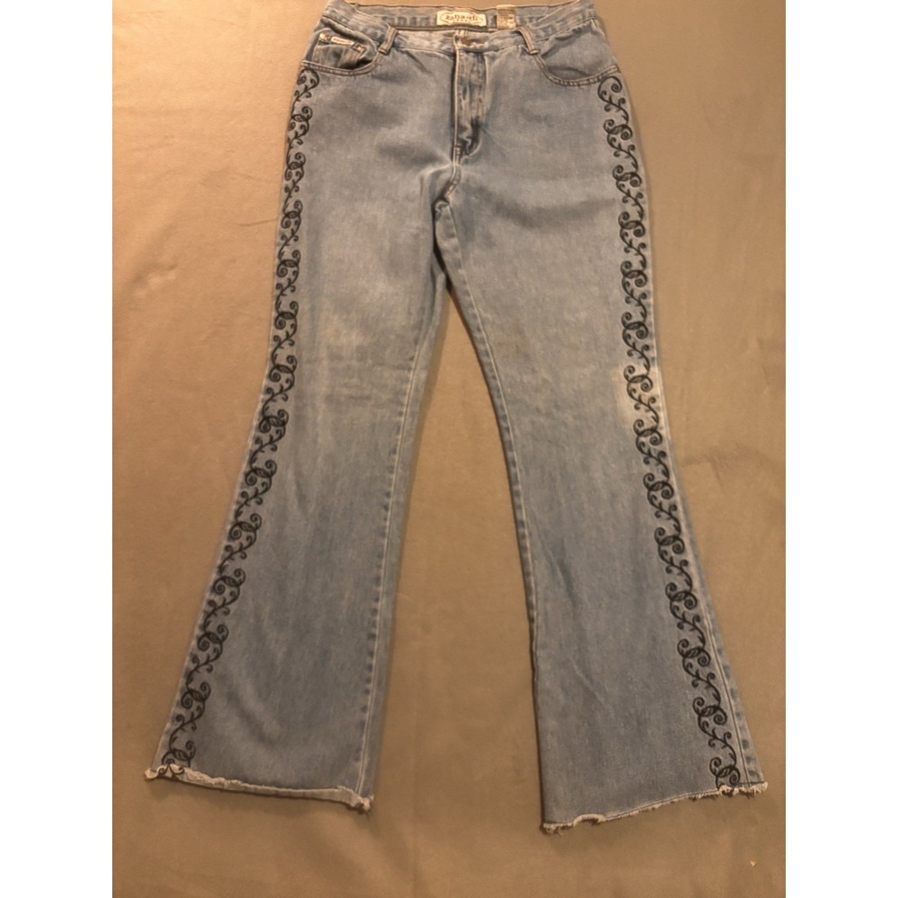 Zana-Di Y2K Jeans Boho Flare Embroidered Vintage Women's 9/10 Blue Indie Grunge